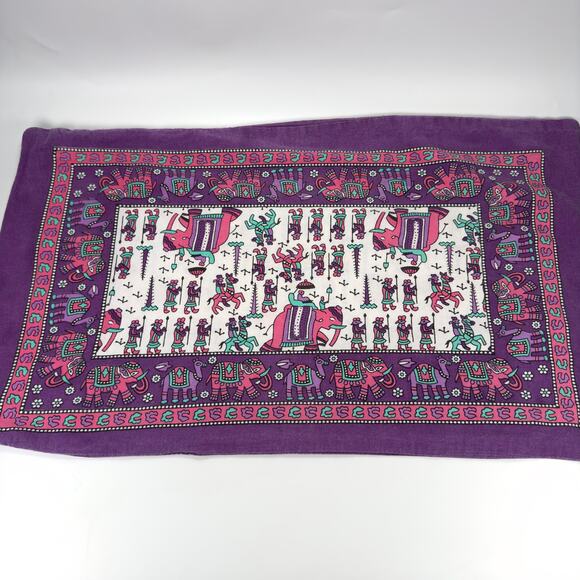 Vintage Aztec Egyptian Hieroglyphs Purple Pillowcase Cover - Picture 8 of 8